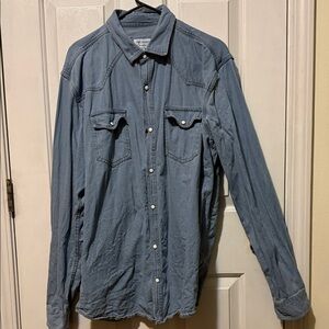 Men's Blue Casual Button Down Shirt Size XL